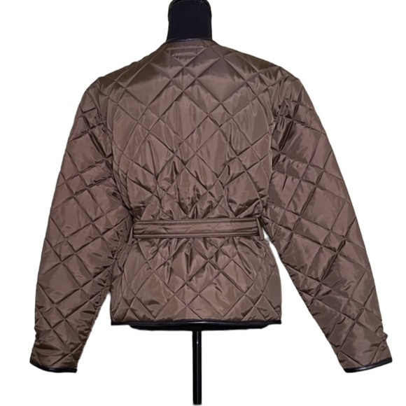 NWT Polo Ralph Lauren Belted Quilted Jacket Leather Trim - Picture 7 of 16
